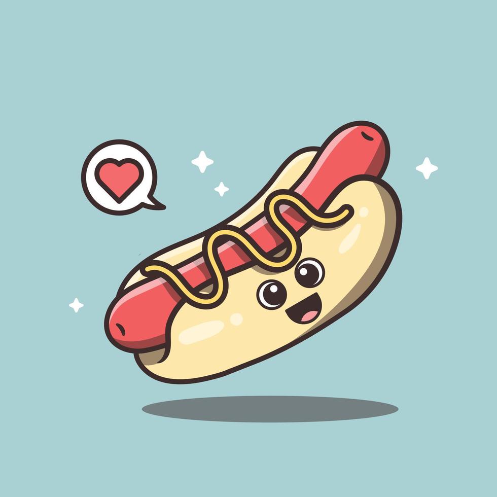 Cute Hot dog Food Vector Cartoon Illustration