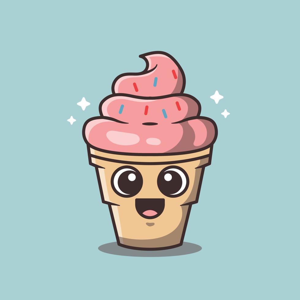 Cute Ice Cream Food Vector Cartoon Illustration