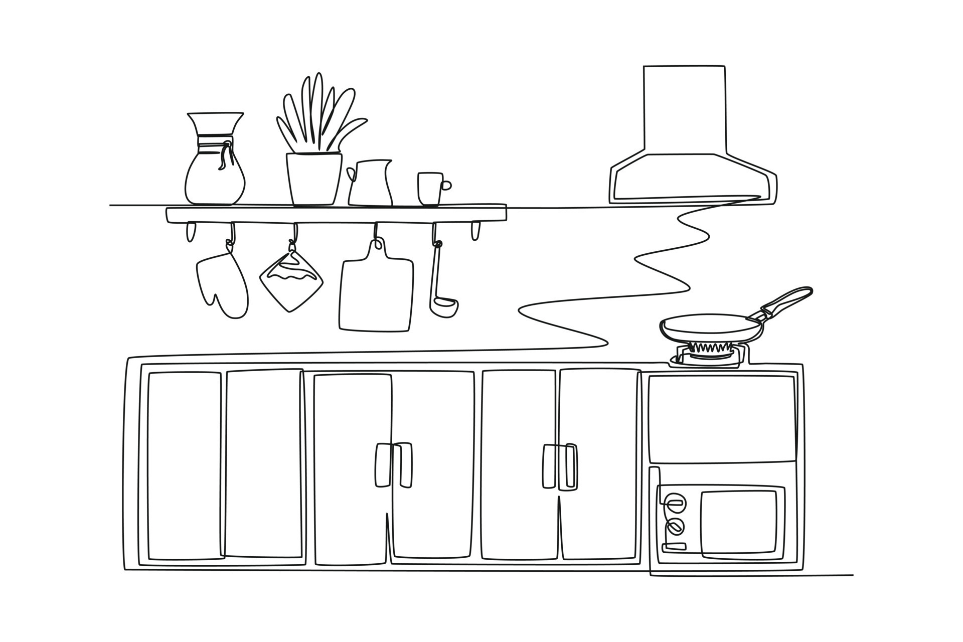 Premium Vector | Kitchen interior drawing, vector illustration