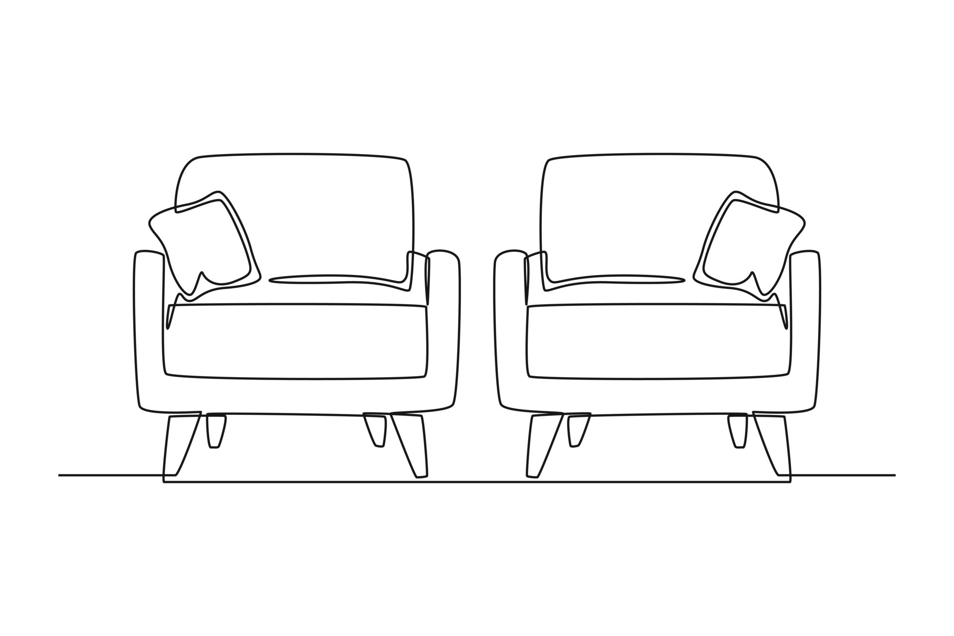 How To Draw A Couch - Continuous One Line Drawing Small Guest Sofa For Two People Living Room Concept Single Line Draw Design Graphic Illustration Vector