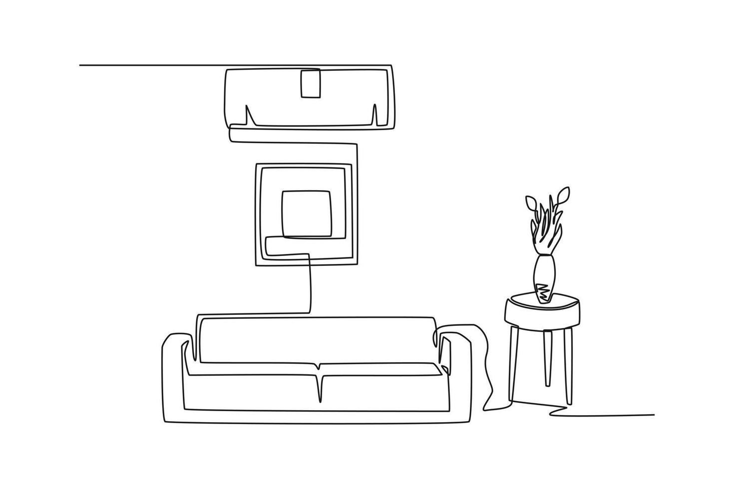 Continuous oneline drawing of elegant living room architecture with