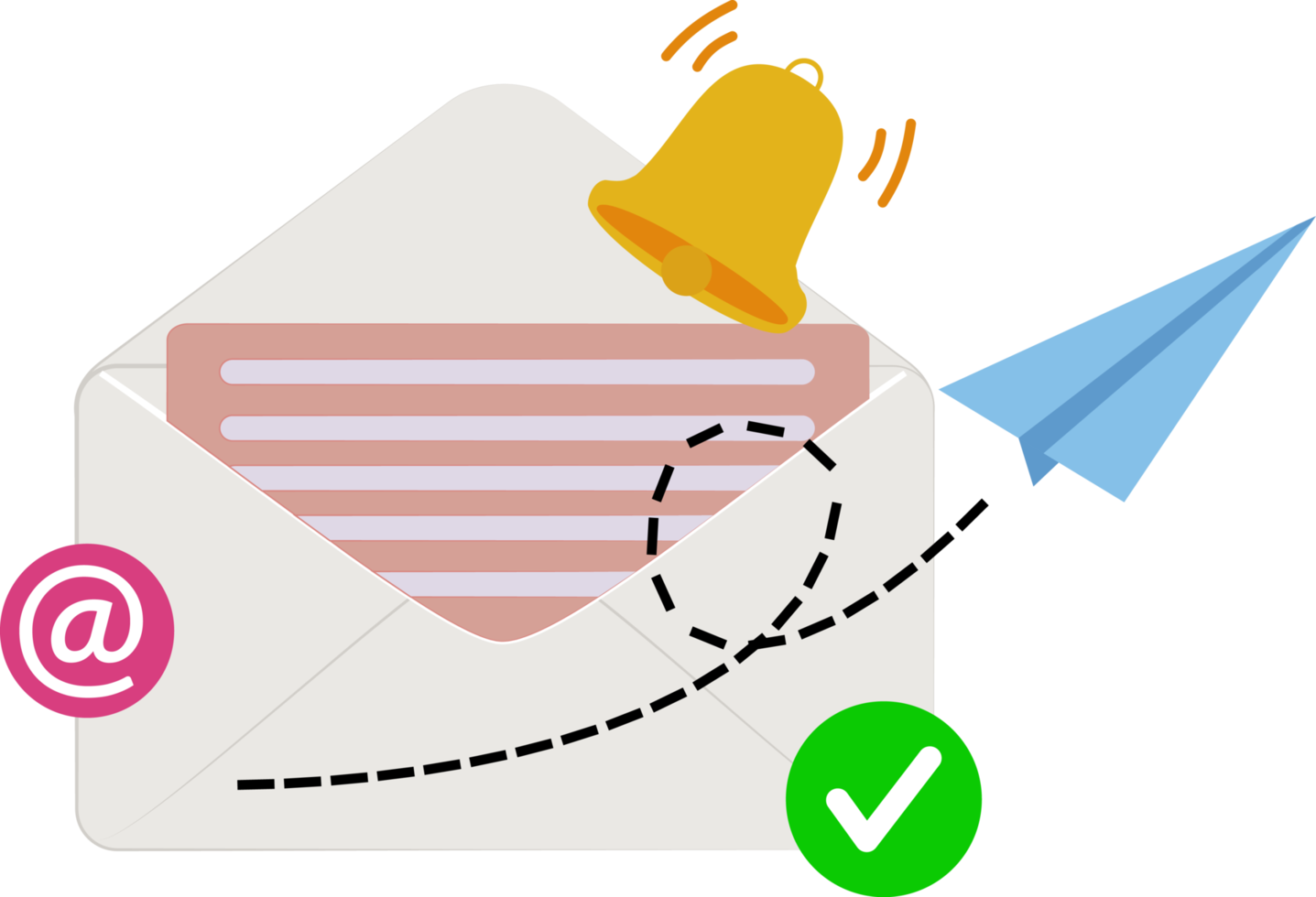 mandar o email ícone com Sino com Sino e papel avião png