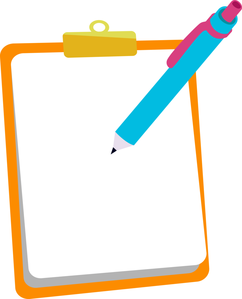blank clipboard icon and pen. blank paper and pen icon png