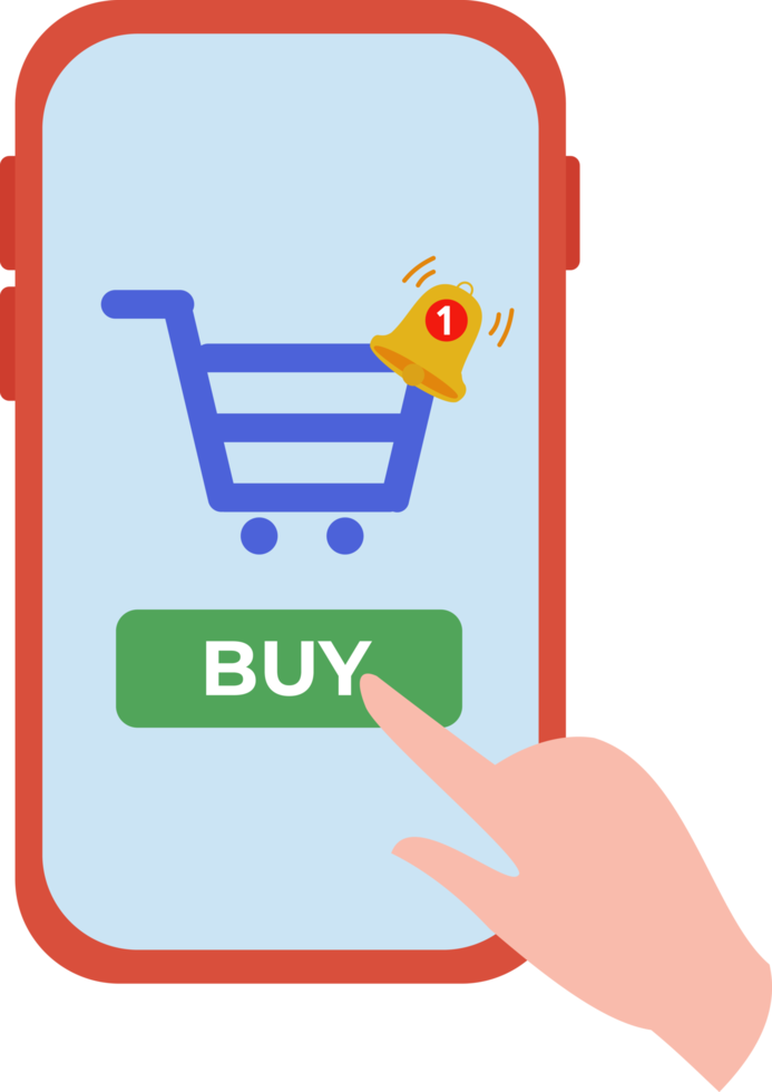 online shopping icon using smartphone. online purchase icon. hand icon touching smartphone screen png