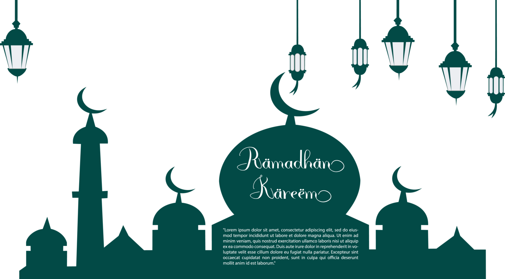 ramadan kareem greeting background design with mosque illustration png