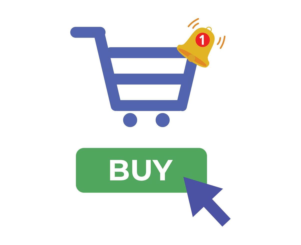 shopping cart icon with button and notification. trolley cart icon vector