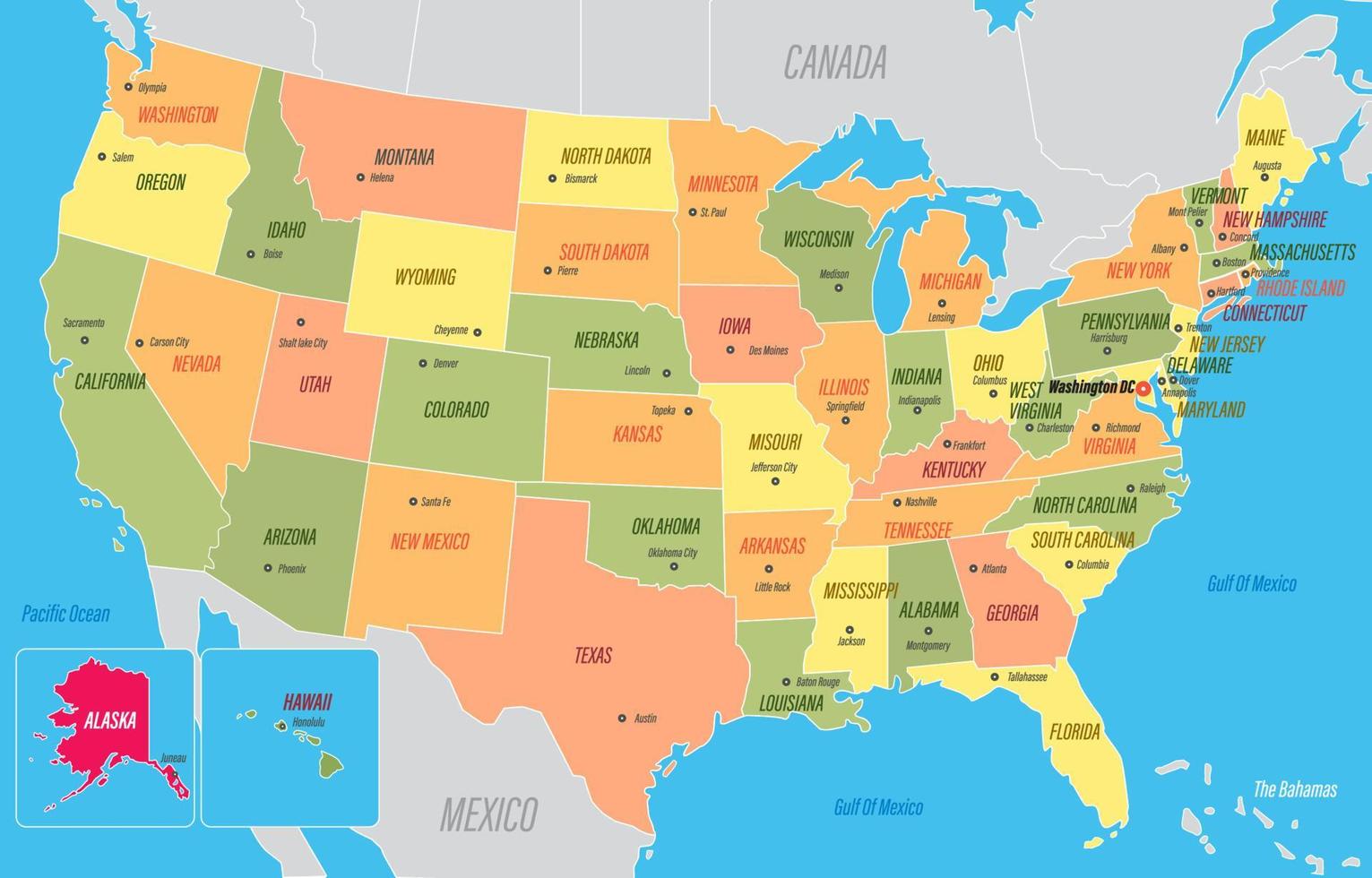 mapa de estados unidos de america vector