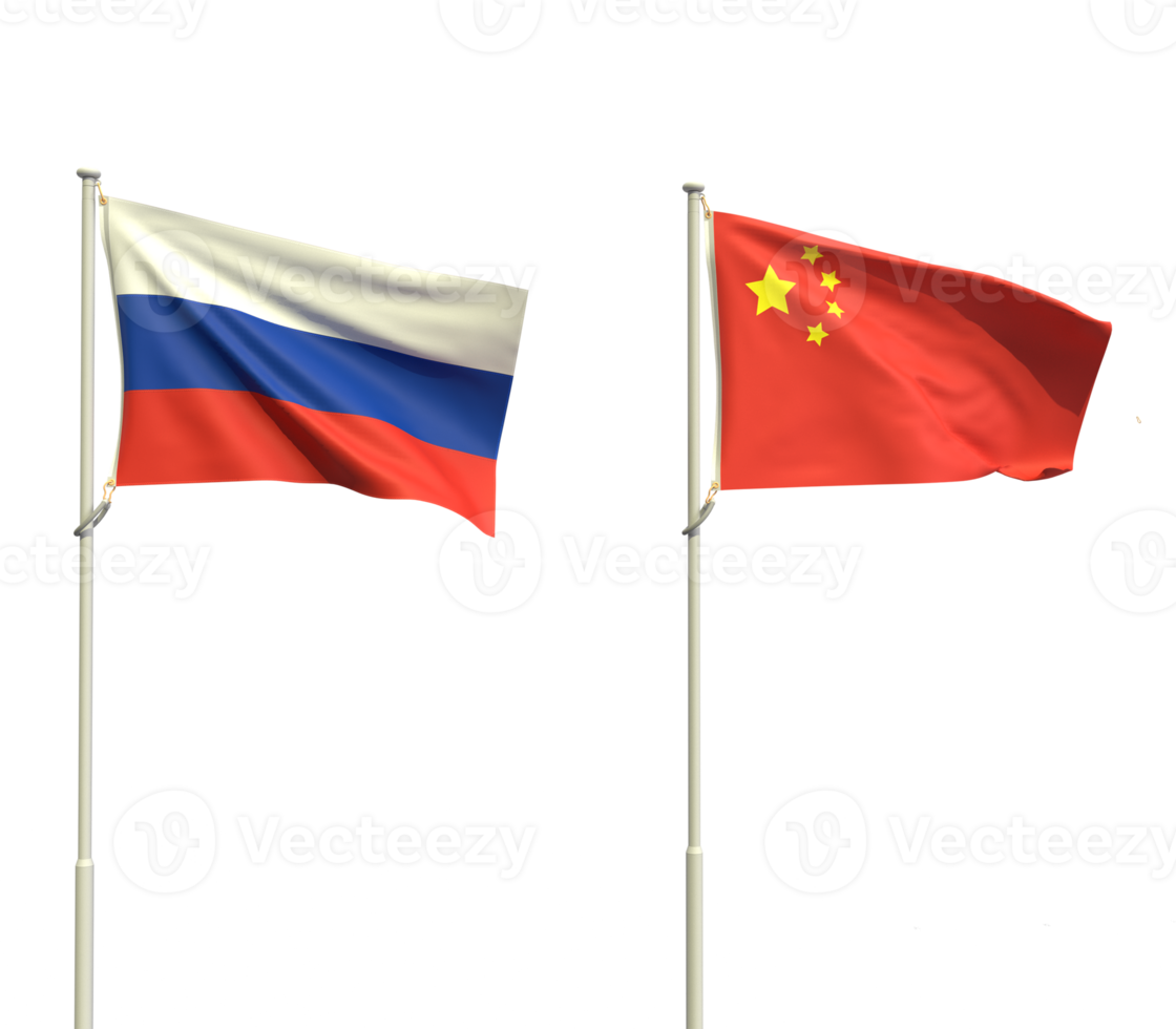 Russia china flag dicut country international symbol business strategy financial marketing partner politic government military war soldier cooperation travel agreement commitment diplomacy.3d render png