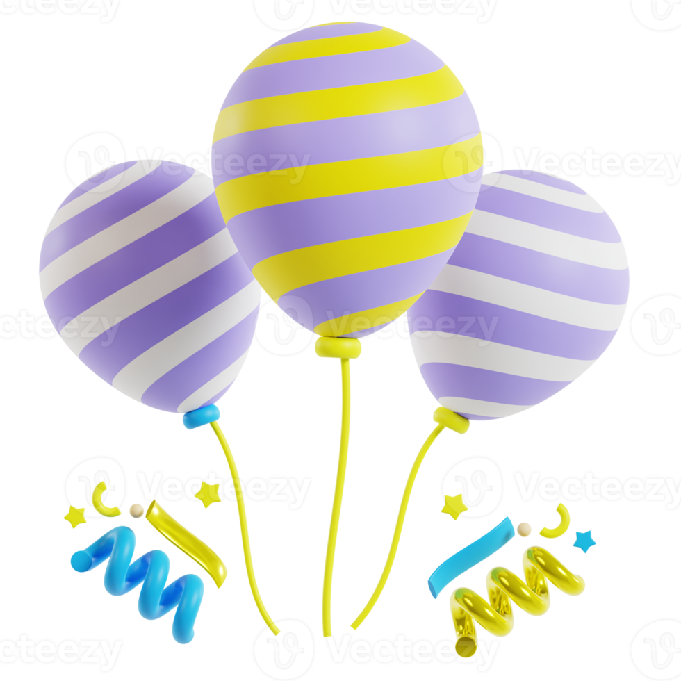 3D Striped Balloon png