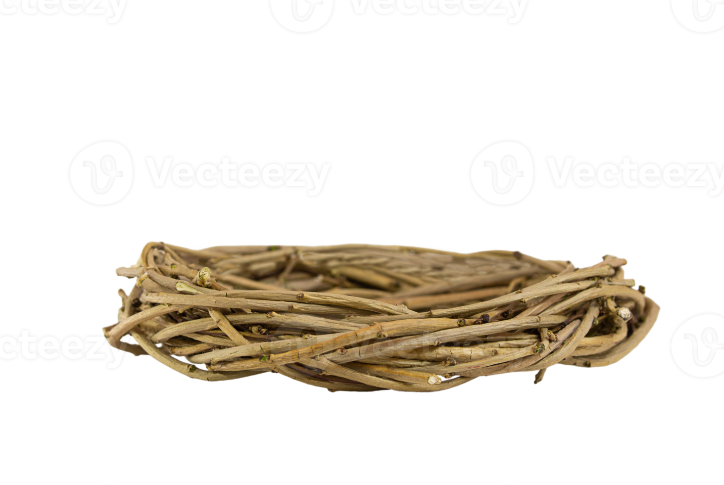 Natural bird's nest from branches on isolated background. Easter, natural element. Copy space png