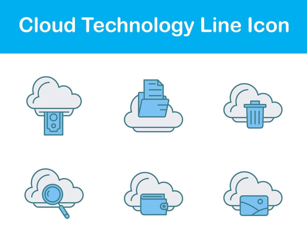 nube tecnología vector icono conjunto