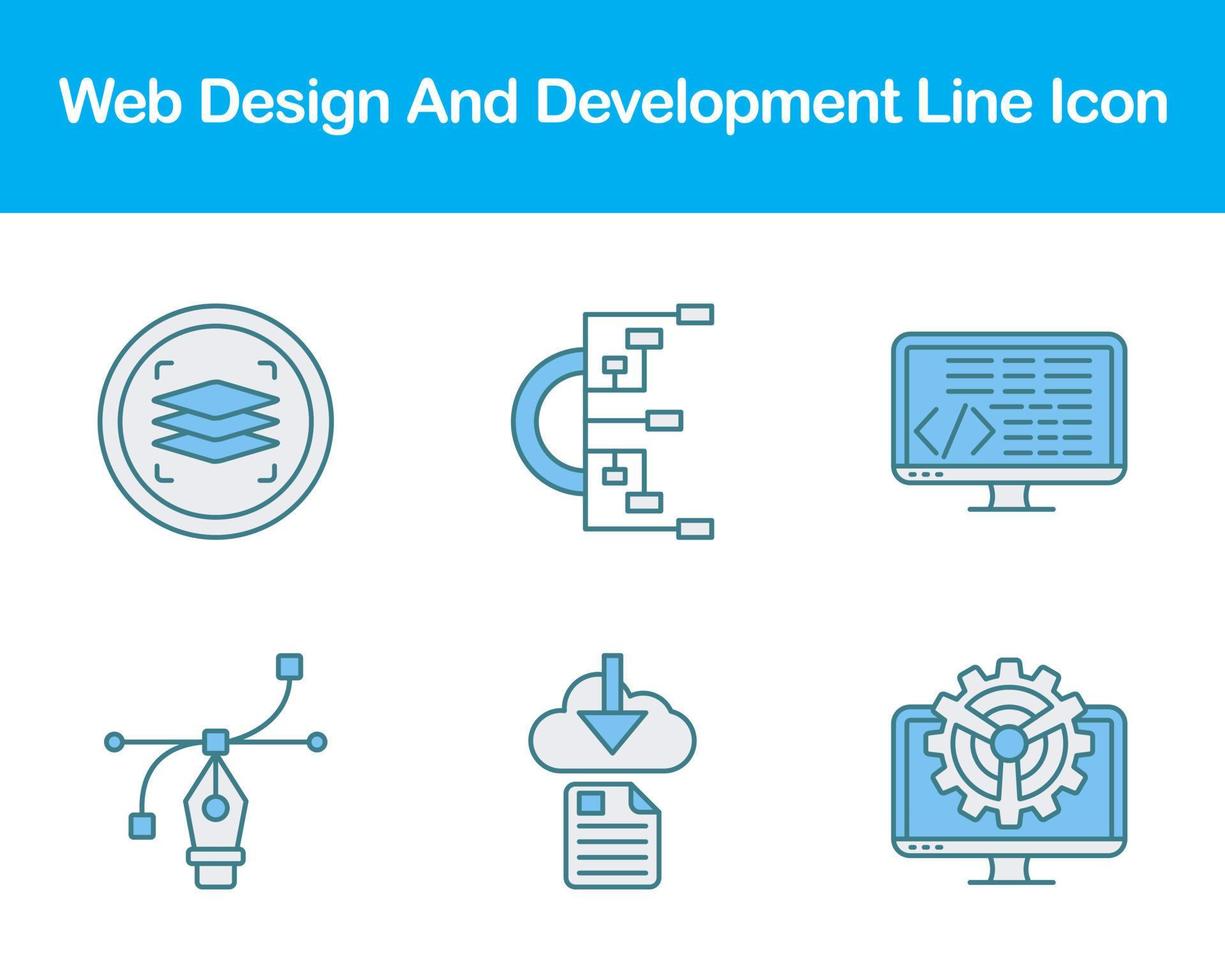 web diseño y desarrollo vector icono conjunto