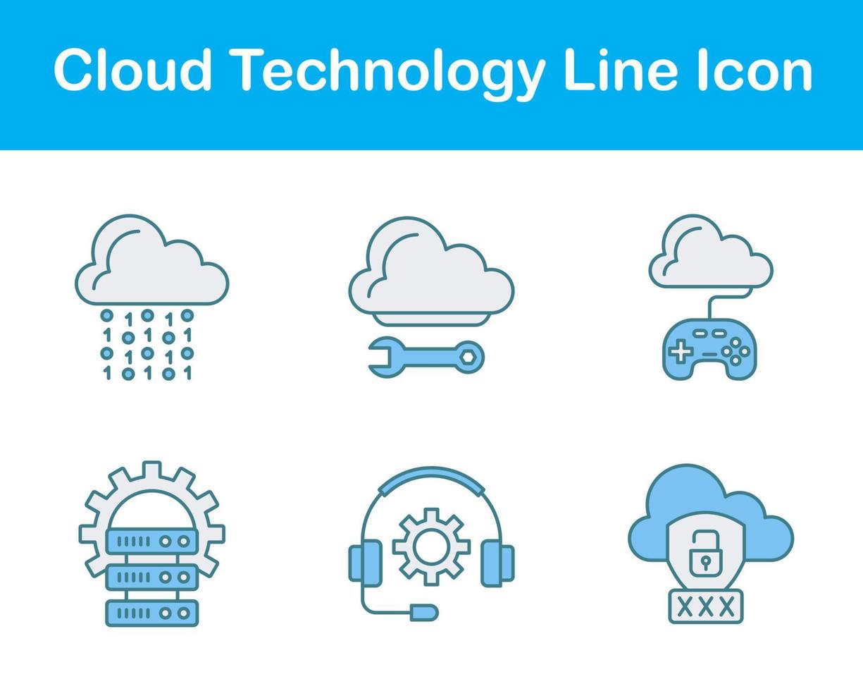 nube tecnología vector icono conjunto