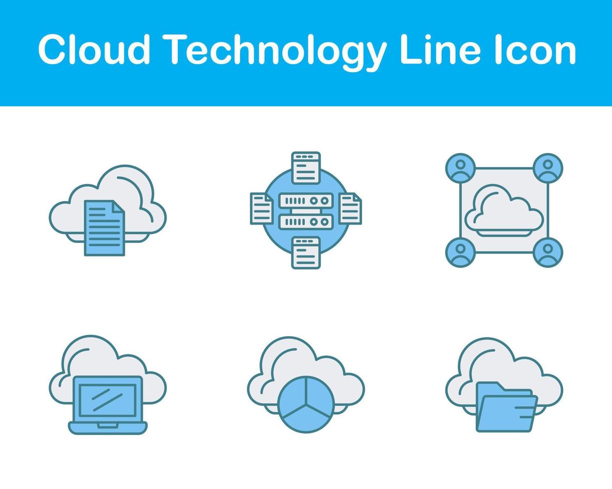 nube tecnología vector icono conjunto