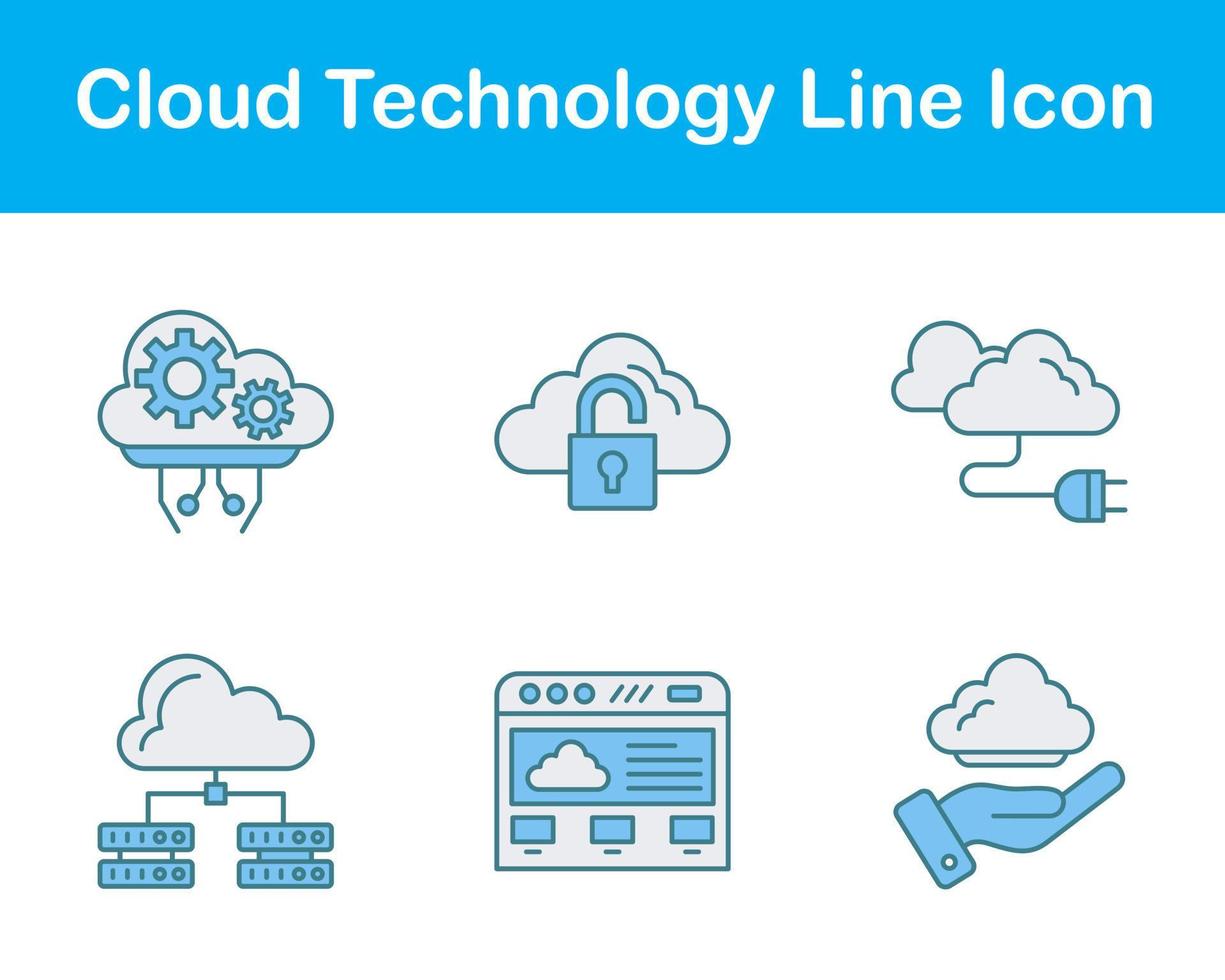 nube tecnología vector icono conjunto