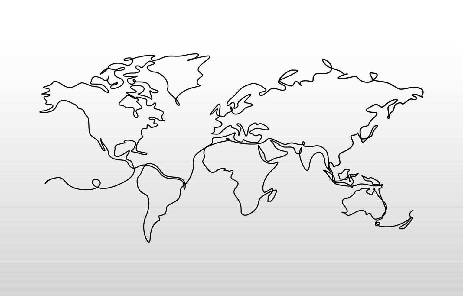 One Stroke Line World Map vector