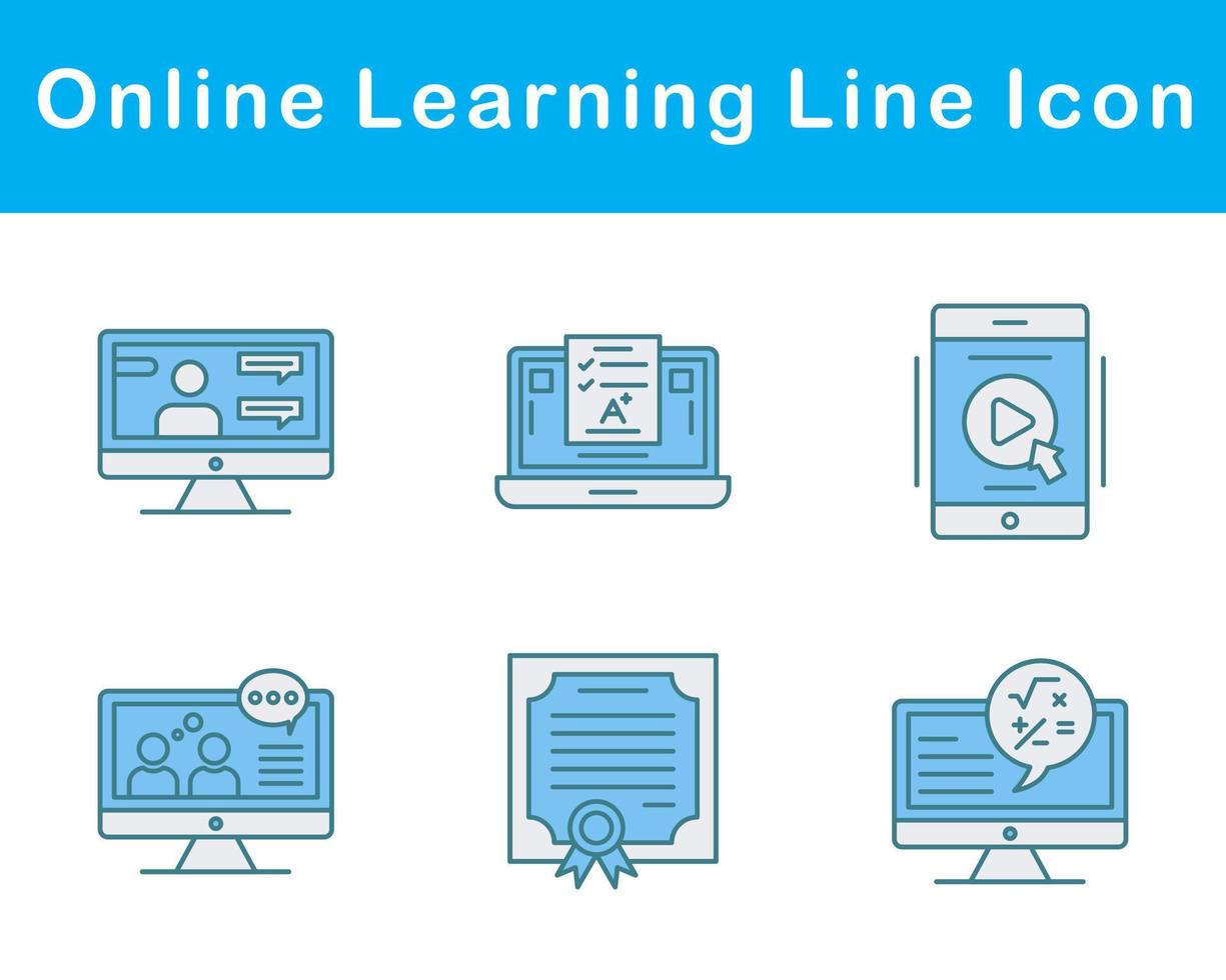 Online Learning Vector Icon Set