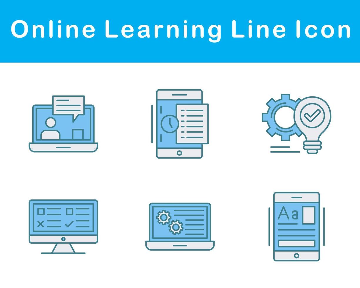 Online Learning Vector Icon Set