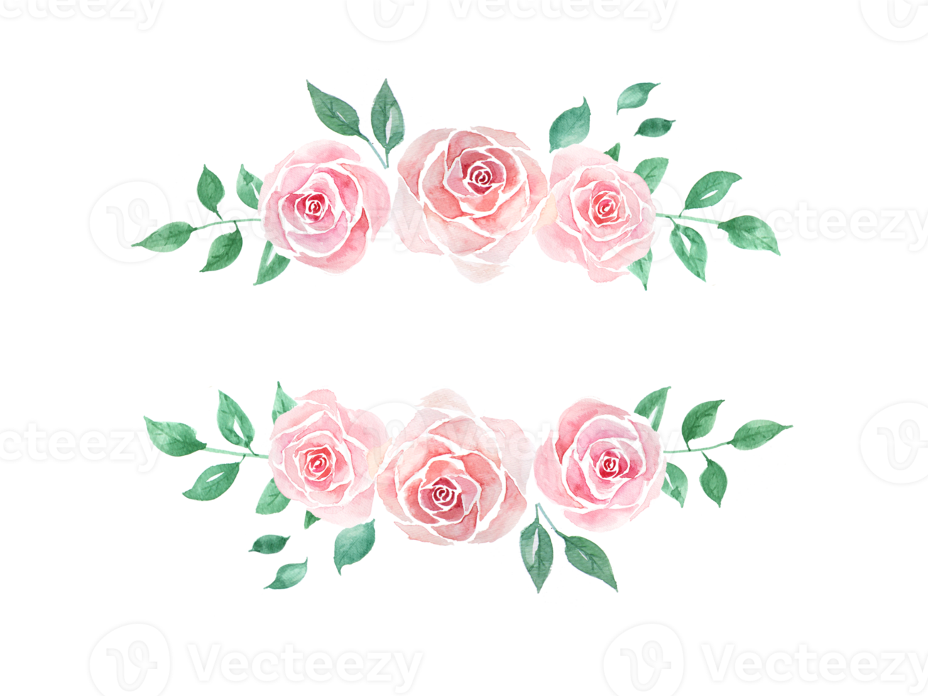 Pink rose watercolor border and frame 21460604 PNG