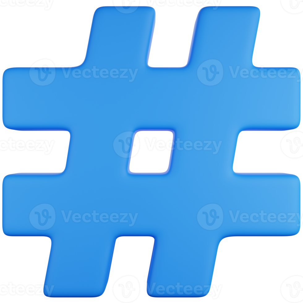 3D Icon Illustration A blue Hashtags symbol png