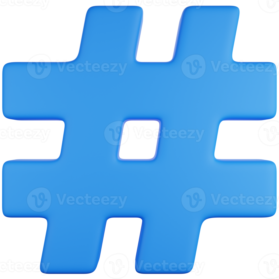 3D Icon Illustration A blue Hashtags symbol 21460639 PNG