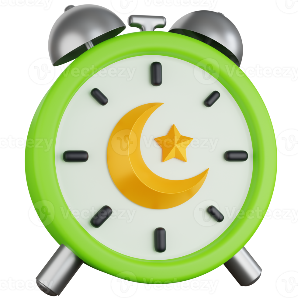 3D Icon Illustration Ramadan Alarm Clock png