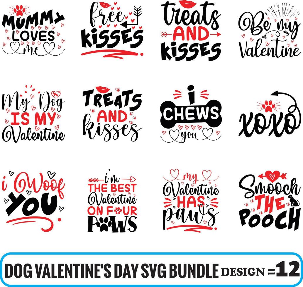 Dog Valentine's Day SVG Bundle vector