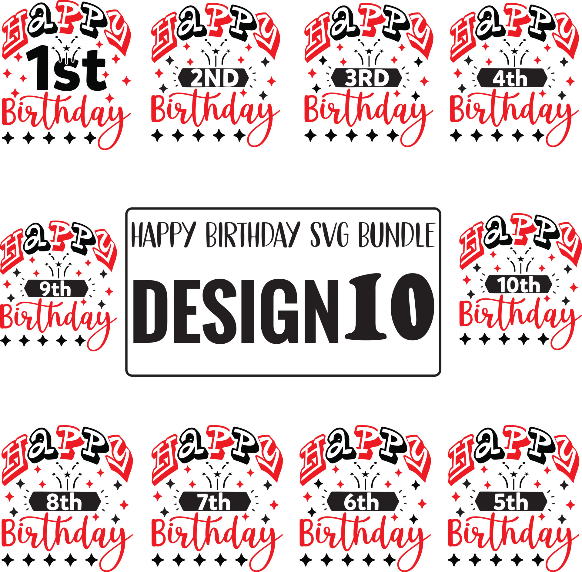 Happy birthday svg bundle 21460742 vector art at vecteezy