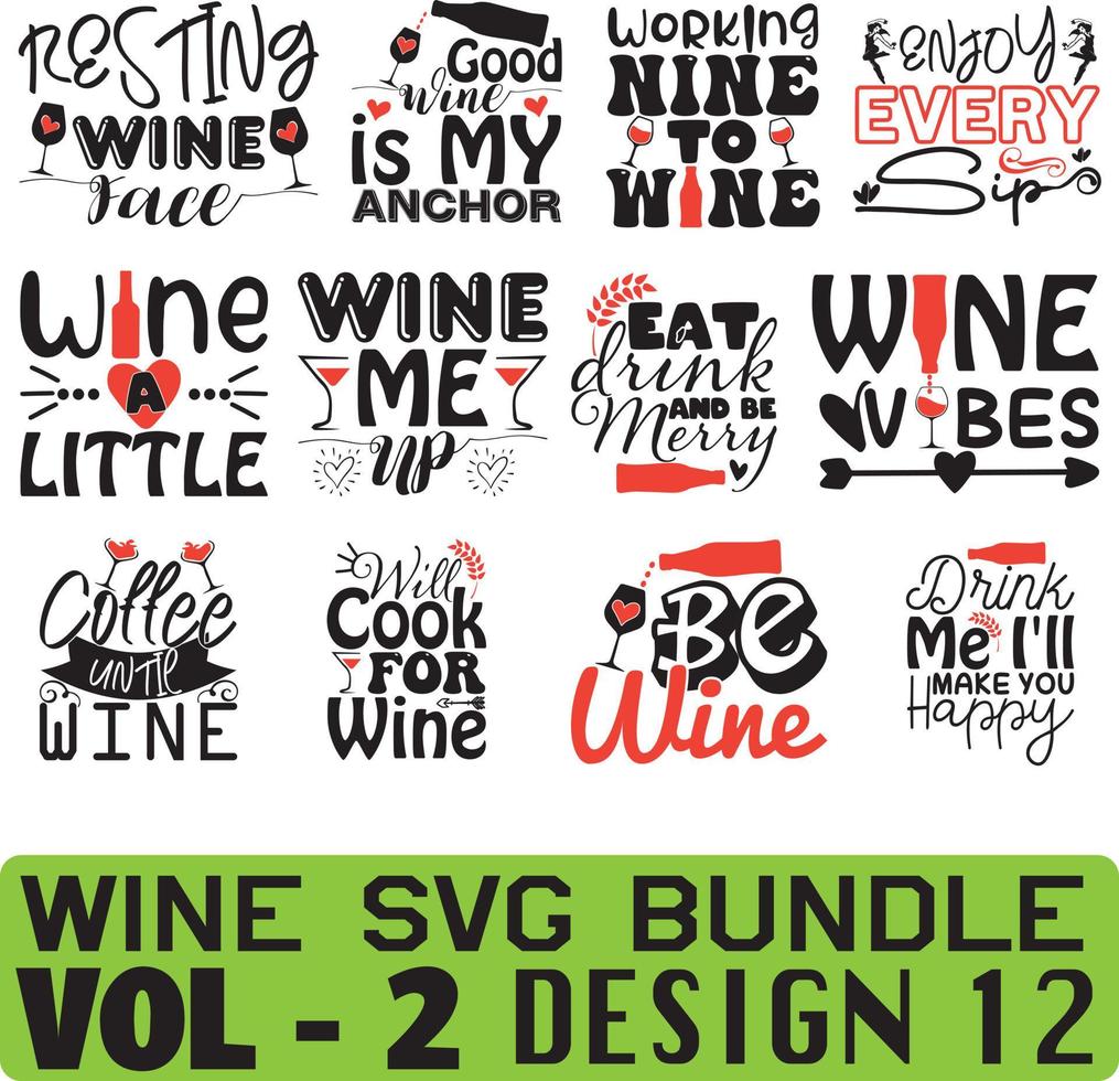 Wine SVG Bundle Vol  2 vector