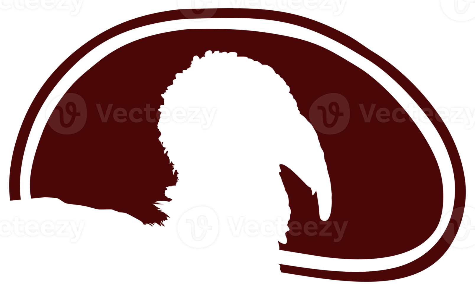 Turkey Head Silhouette in the Meat Shape for Logo,Label, Mark, Tag, Pictogram or Graphic Design Element. The Turkey is a large bird in the genus Meleagris. Format PNG