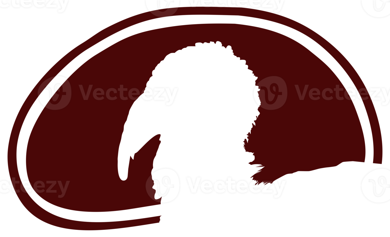 Turkey Head Silhouette in the Meat Shape for Logo,Label, Mark, Tag, Pictogram or Graphic Design Element. The Turkey is a large bird in the genus Meleagris. Format PNG