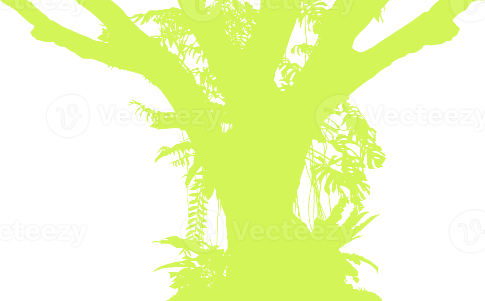 Tree in the Forest or Jungle Silhouette for Art Illustration, Background, or Graphic Design Element. Format PNG