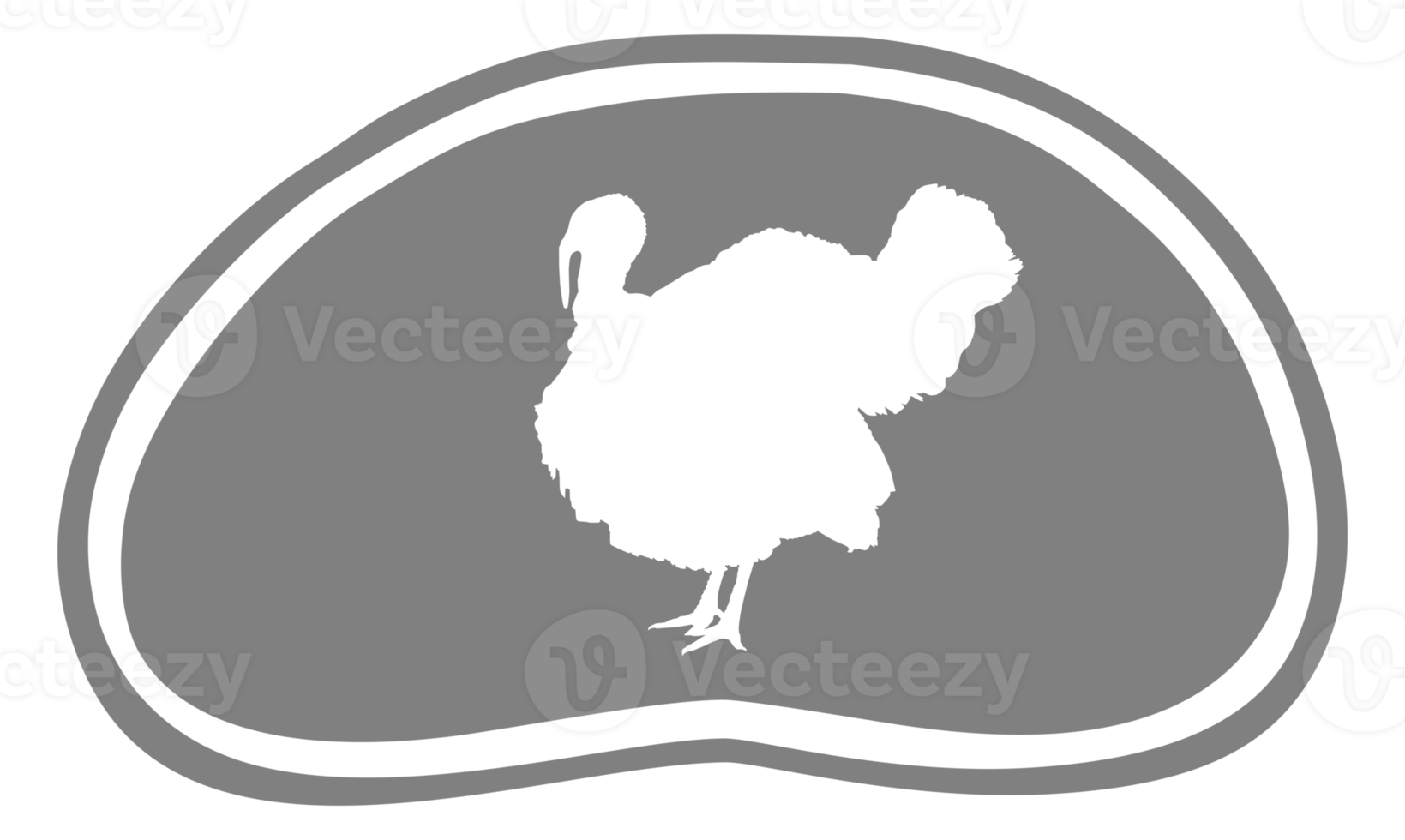 Turkey Silhouette in the Meat Shape for Logo,Label, Mark, Tag, Pictogram or Graphic Design Element. The Turkey is a large bird in the genus Meleagris. Format PNG