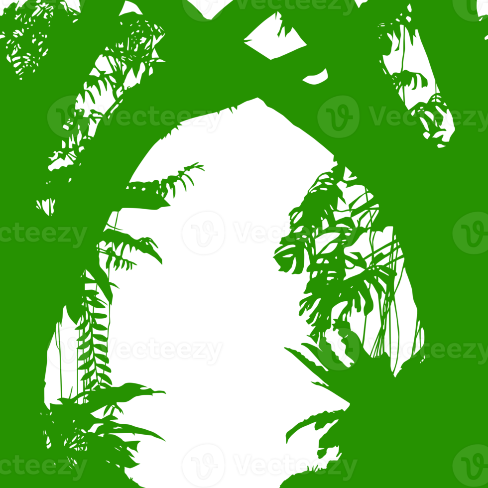 Tree in the Forest or Jungle Silhouette for Art Illustration, Background, or Graphic Design Element. Format PNG