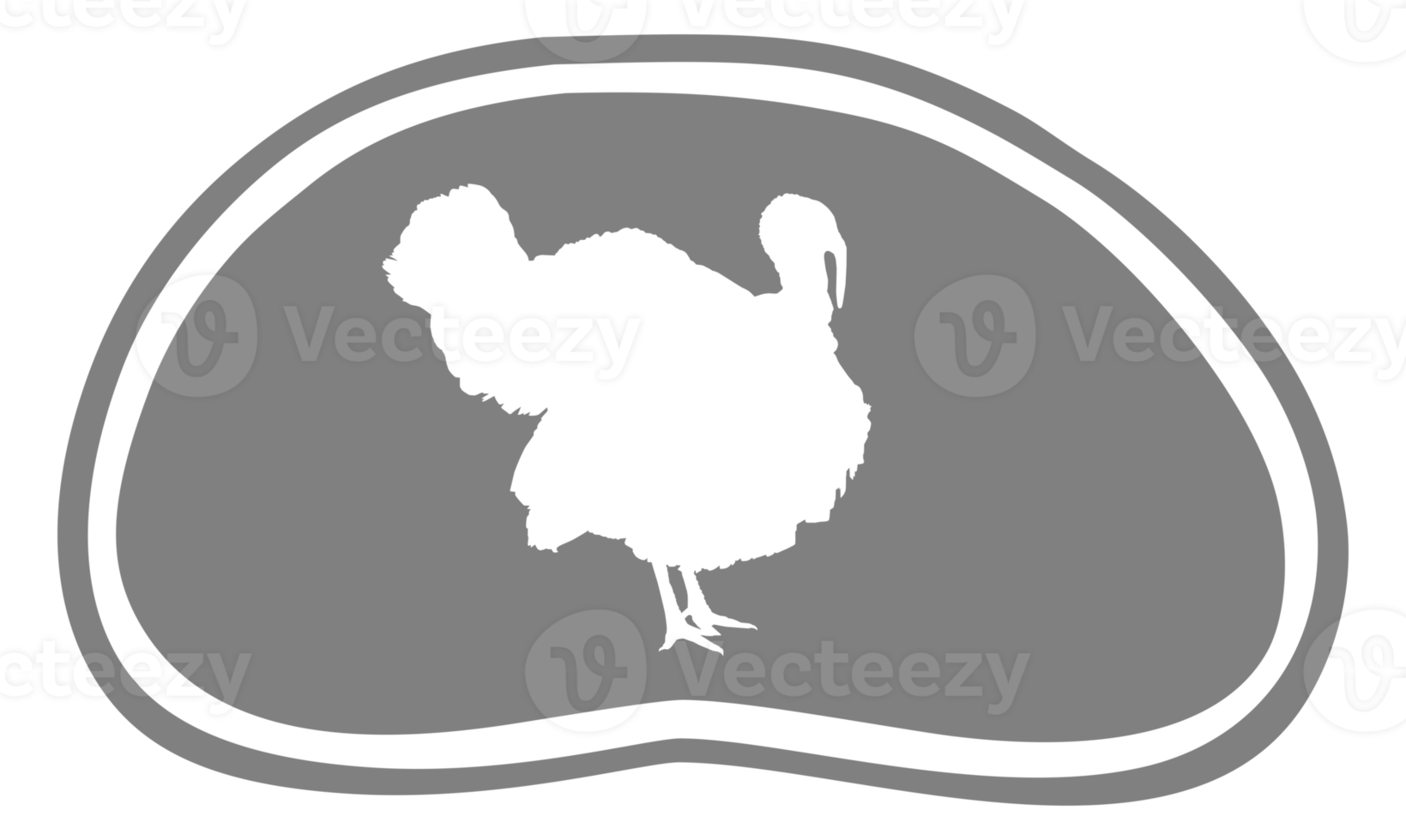 Turkey Silhouette in the Meat Shape for Logo,Label, Mark, Tag, Pictogram or Graphic Design Element. The Turkey is a large bird in the genus Meleagris. Format PNG