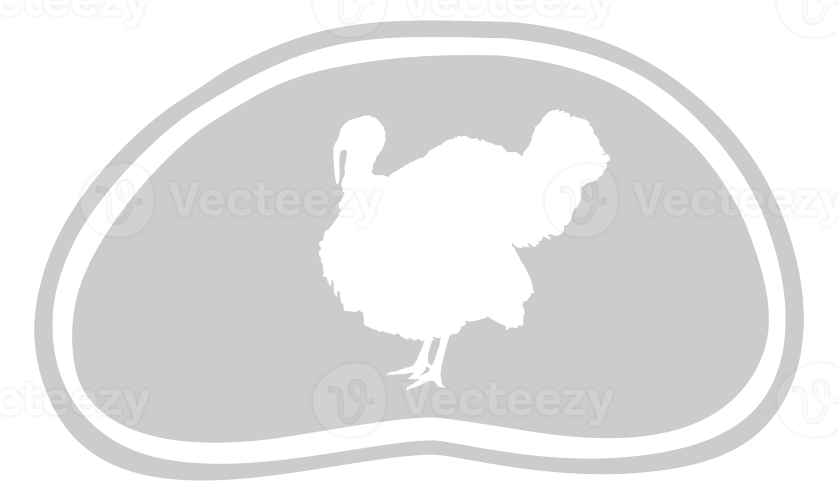 Turkey Silhouette in the Meat Shape for Logo,Label, Mark, Tag, Pictogram or Graphic Design Element. The Turkey is a large bird in the genus Meleagris. Format PNG