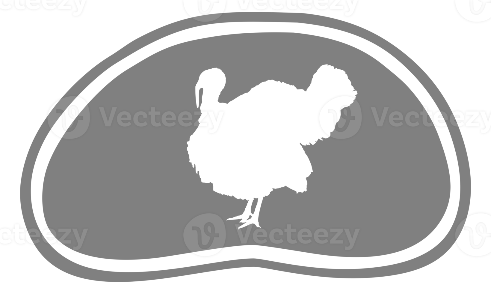 Turkey Silhouette in the Meat Shape for Logo,Label, Mark, Tag, Pictogram or Graphic Design Element. The Turkey is a large bird in the genus Meleagris. Format PNG