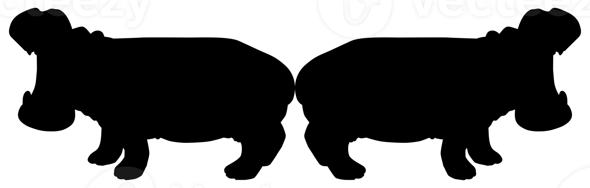 paar- van de nijlpaard. nijlpaard amfibie, silhouet voor logo, kunst illustratie, icoon, symbool, pictogram of grafisch ontwerp element. formaat PNG
