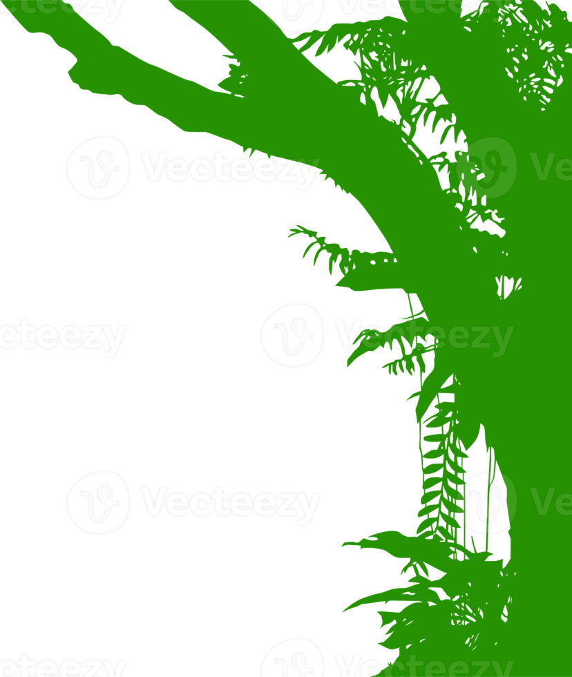 arbre dans le forêt ou jungle silhouette pour art illustration, arrière-plan, ou graphique conception élément. format png