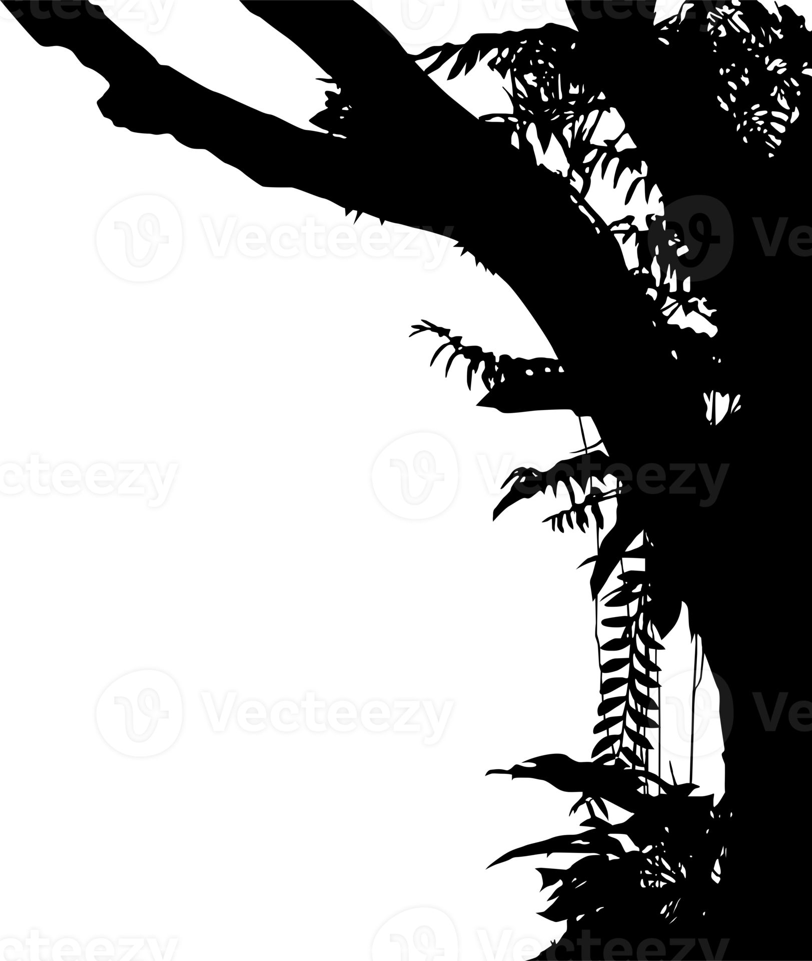 Tree in the Forest or Jungle Silhouette for Art Illustration