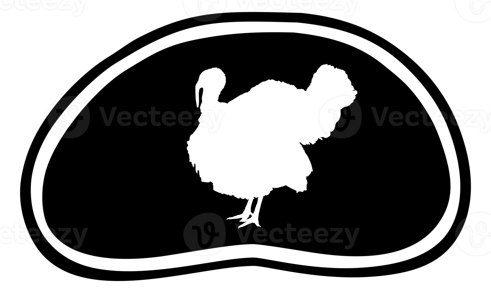 Turkey Silhouette in the Meat Shape for Logo,Label, Mark, Tag, Pictogram or Graphic Design Element. The Turkey is a large bird in the genus Meleagris. Format PNG