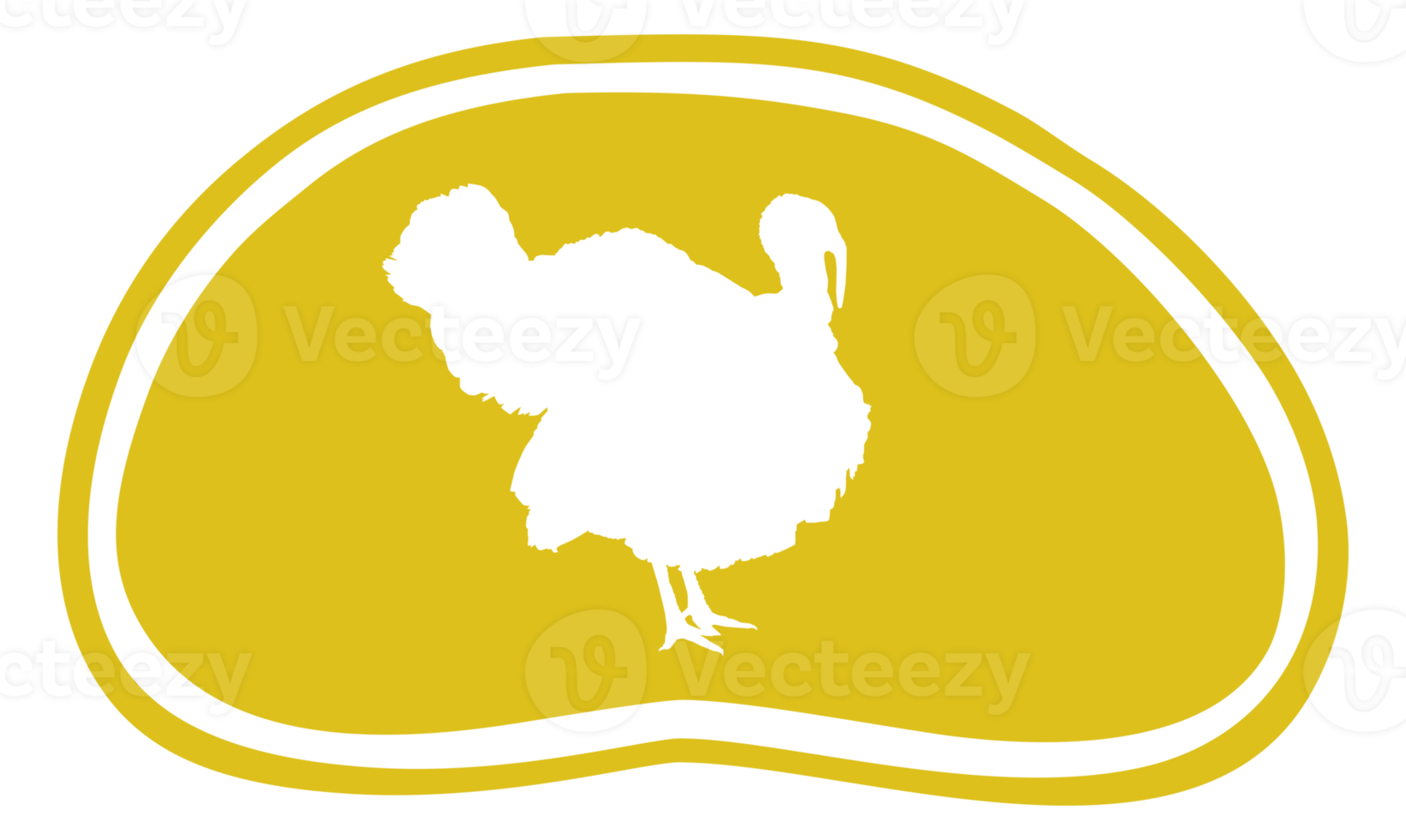 Turkey Silhouette in the Meat Shape for Logo,Label, Mark, Tag, Pictogram or Graphic Design Element. The Turkey is a large bird in the genus Meleagris. Format PNG