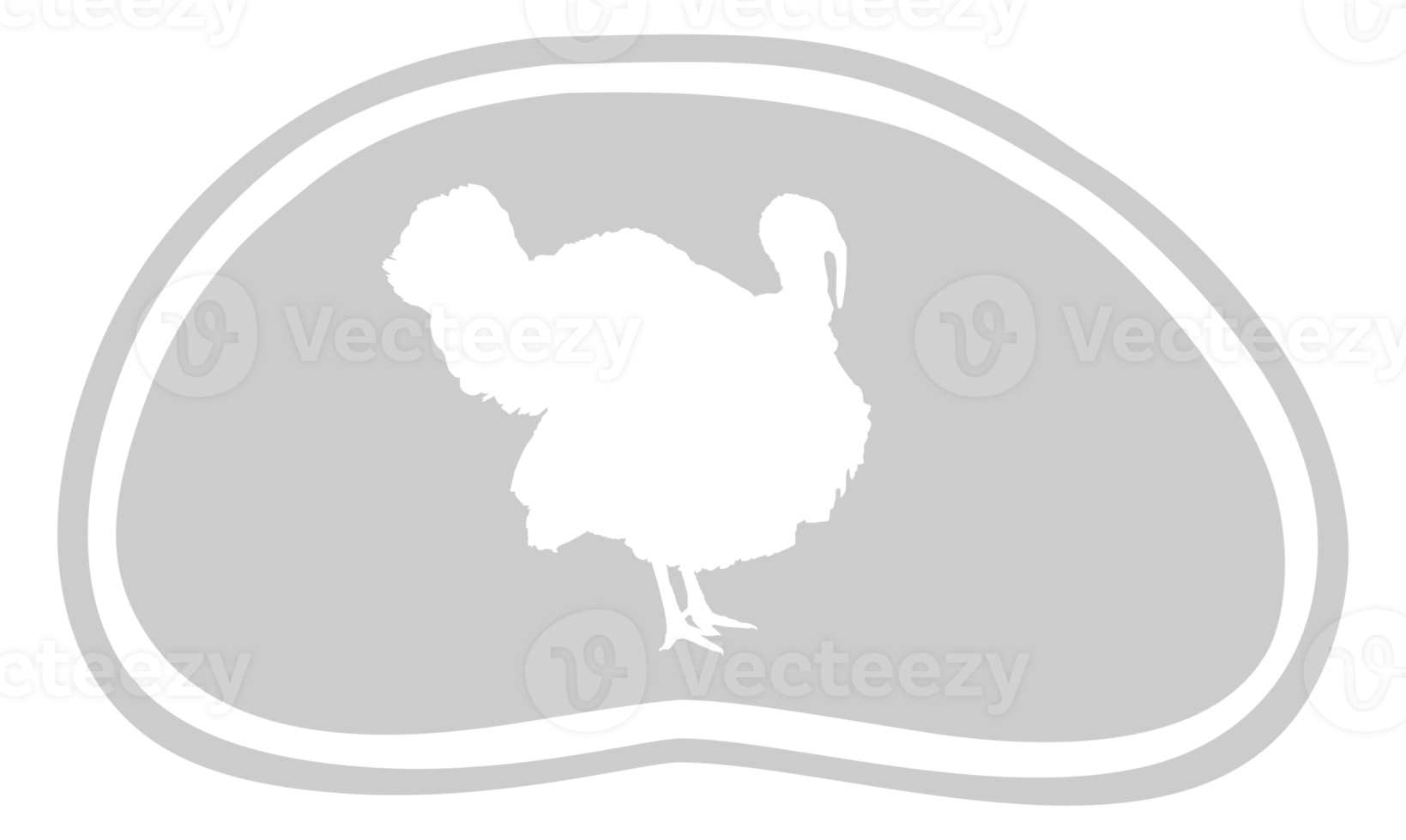 Turkey Silhouette in the Meat Shape for Logo,Label, Mark, Tag, Pictogram or Graphic Design Element. The Turkey is a large bird in the genus Meleagris. Format PNG