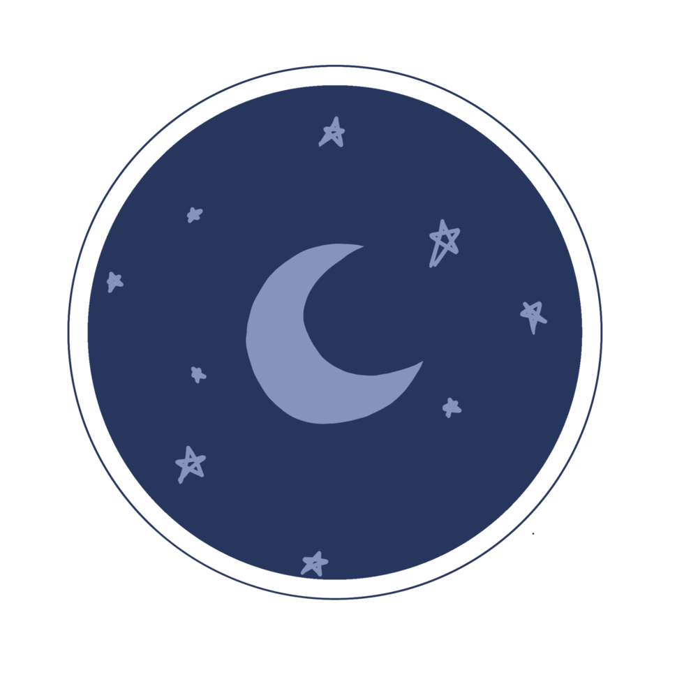 Luna stella notte cerchio blu linea etichetta emoji stelle carino png