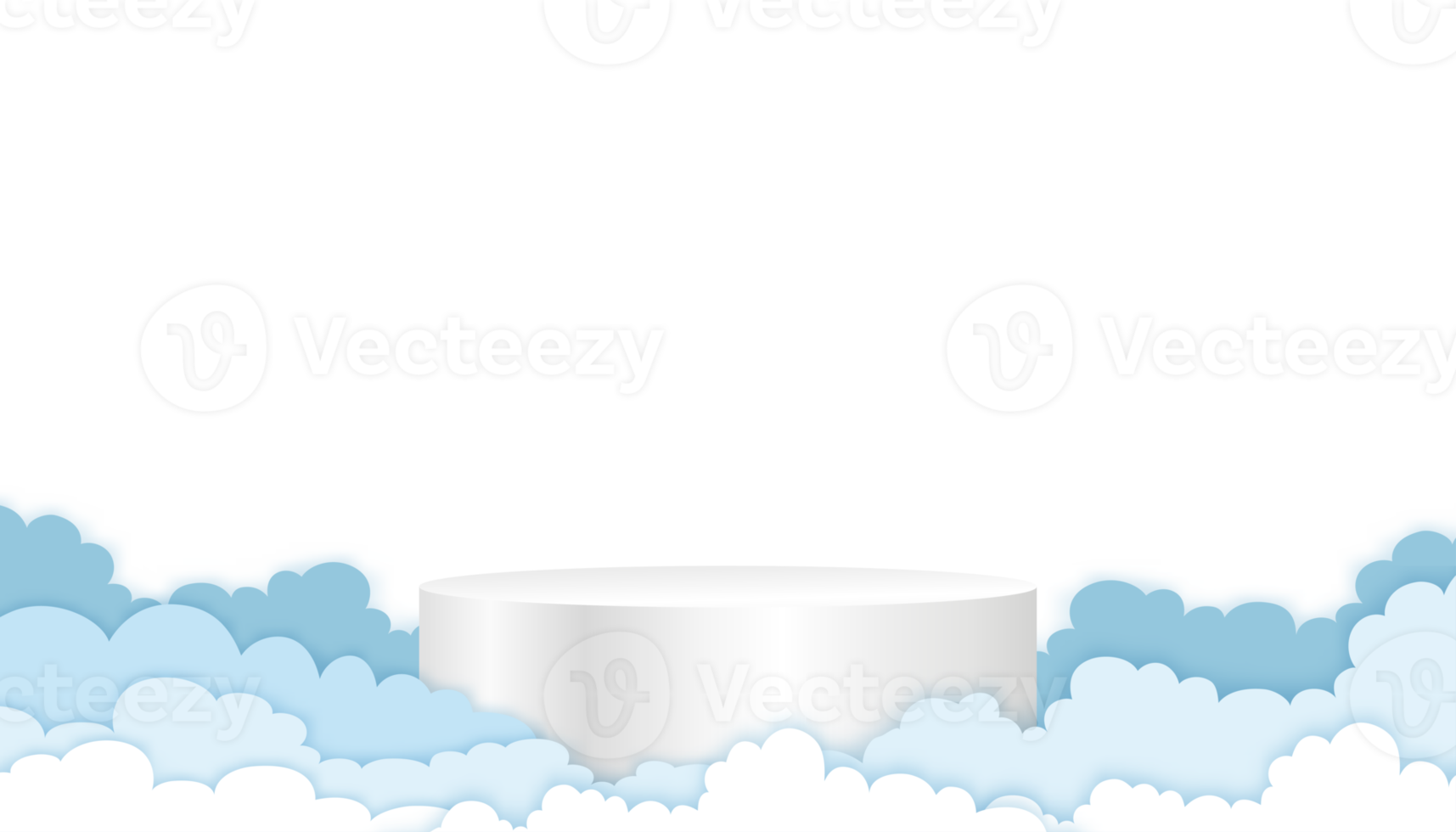 3D Display Cylinder Podium with Clouds Paper cut ,Display scene with Circle stand Backdrop png