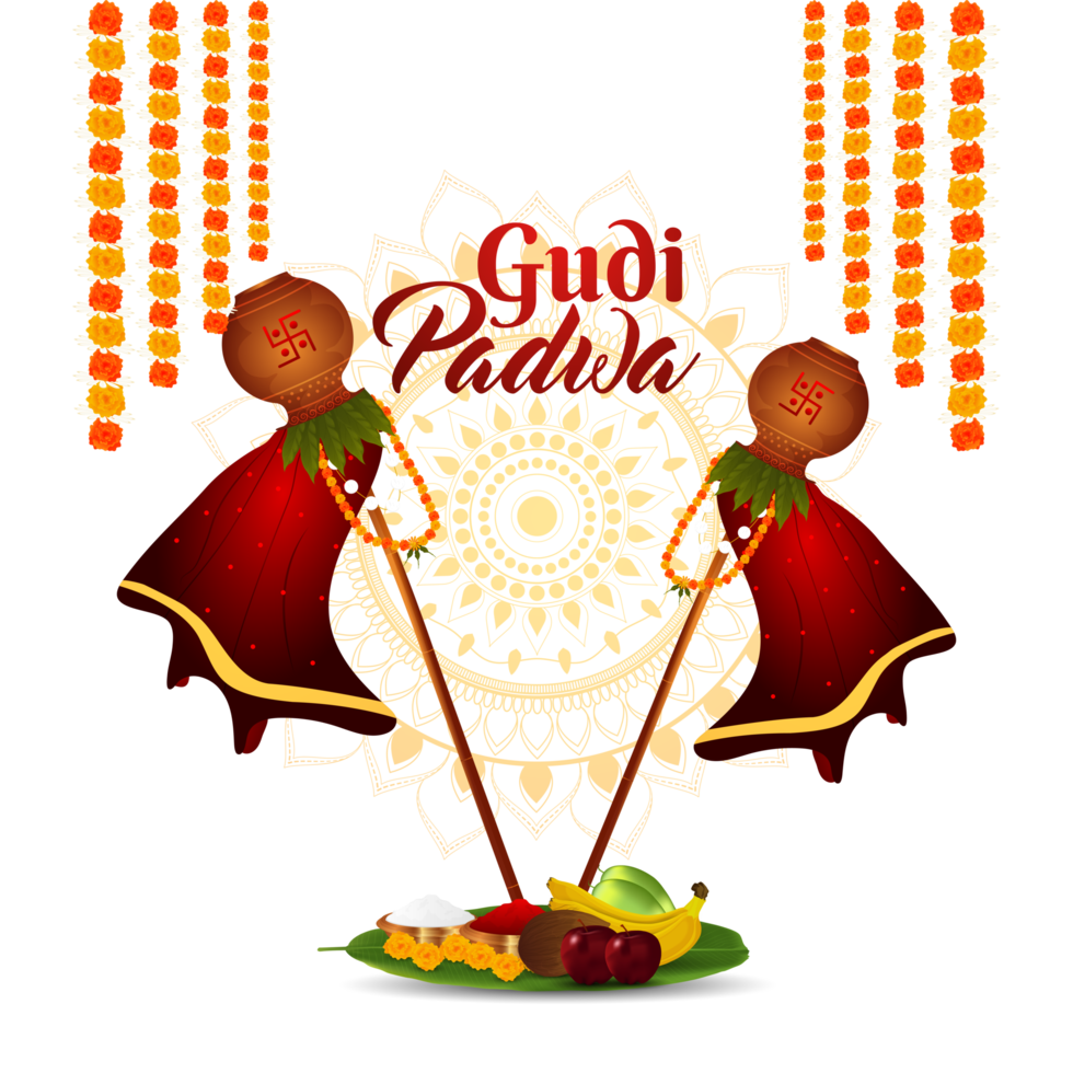 glückliche gudi padwa Feiergrußkarte des indischen Festivals png