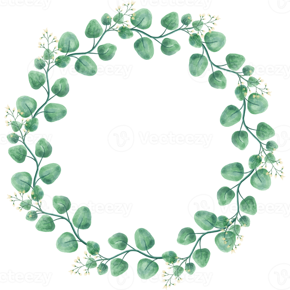 waterverf bloemen krans PNG met transparant achtergrond