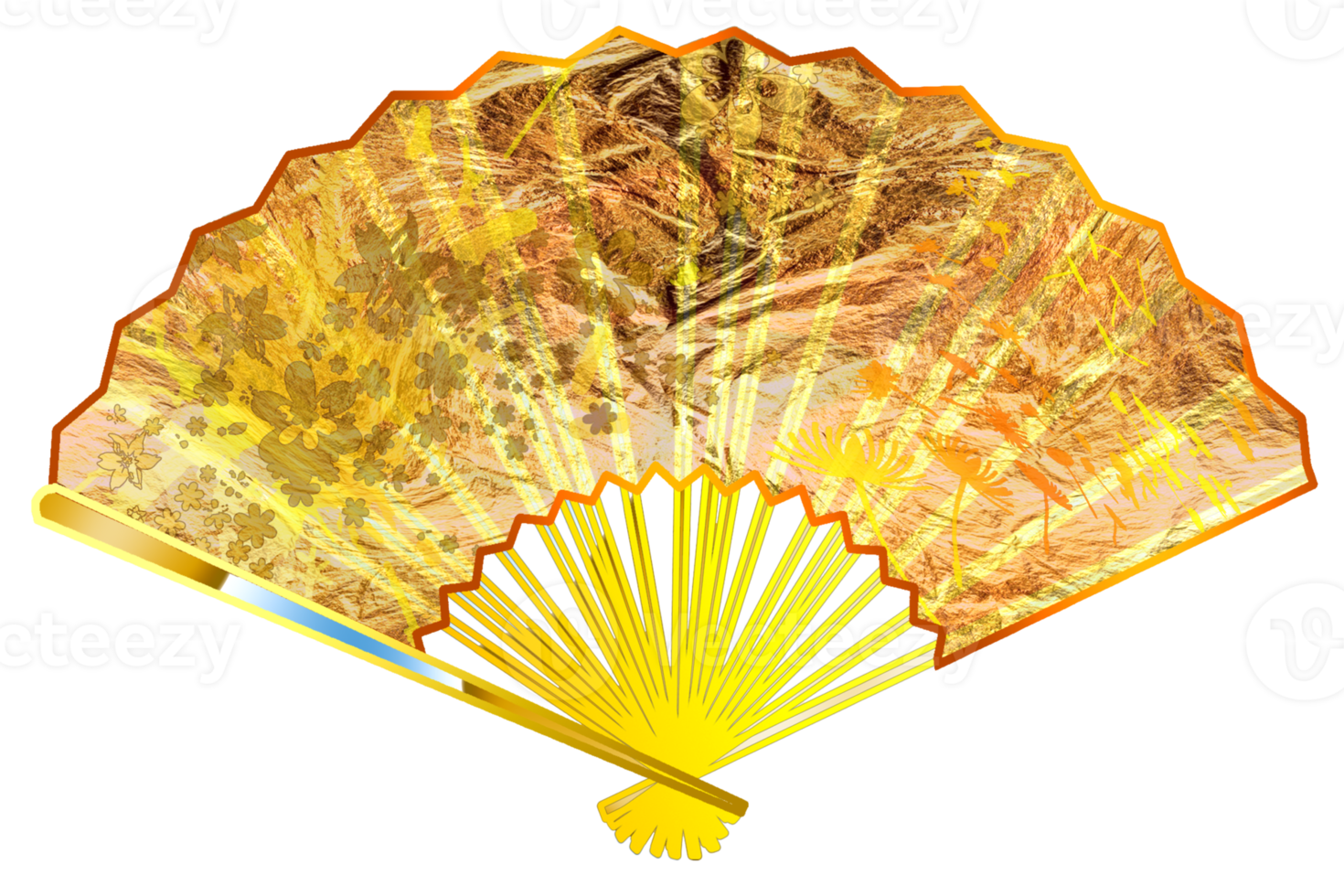 Hand fan icon in golden color png