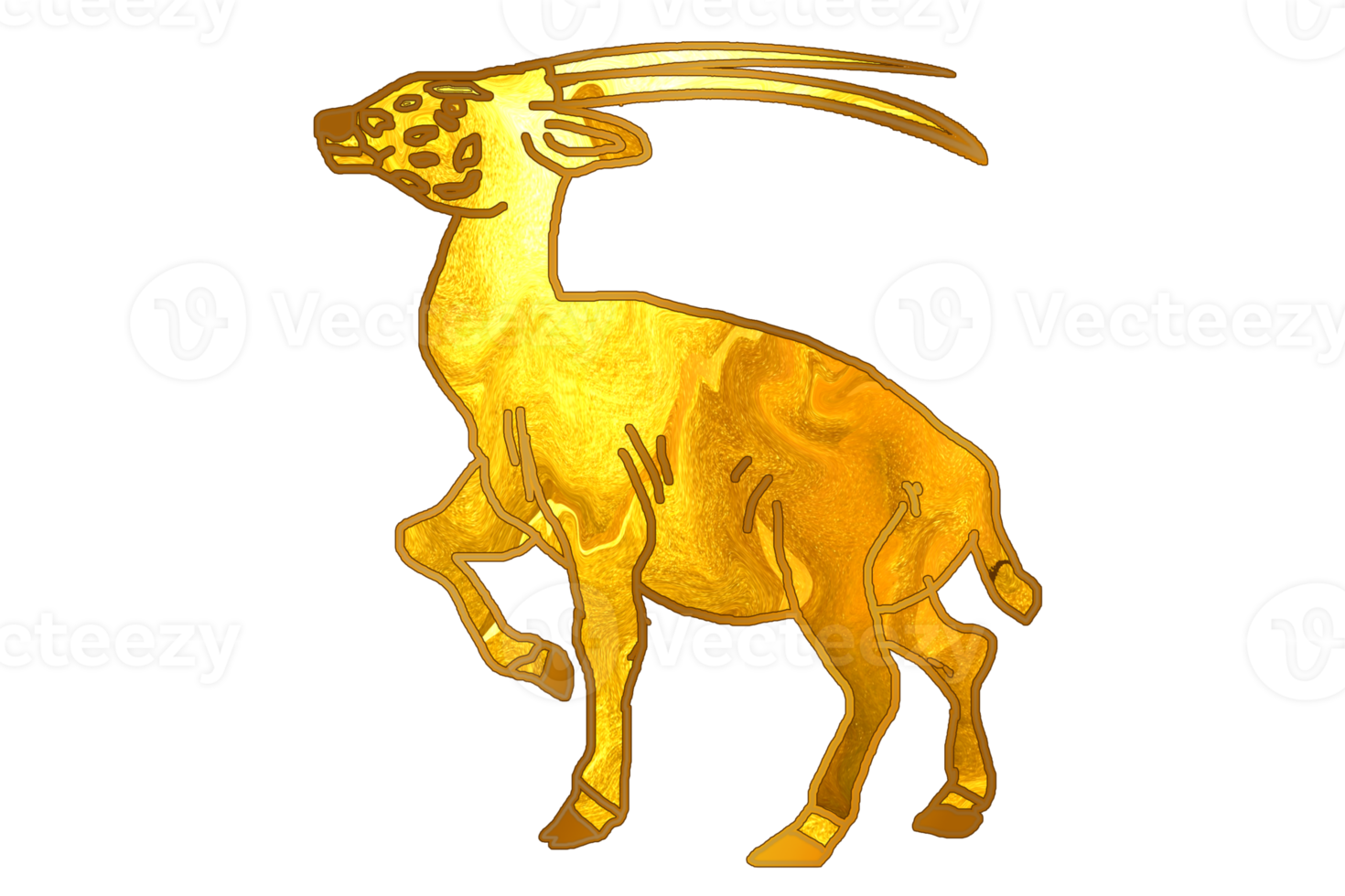 golden color of Saola icon, an endangered Vietnamese animal png