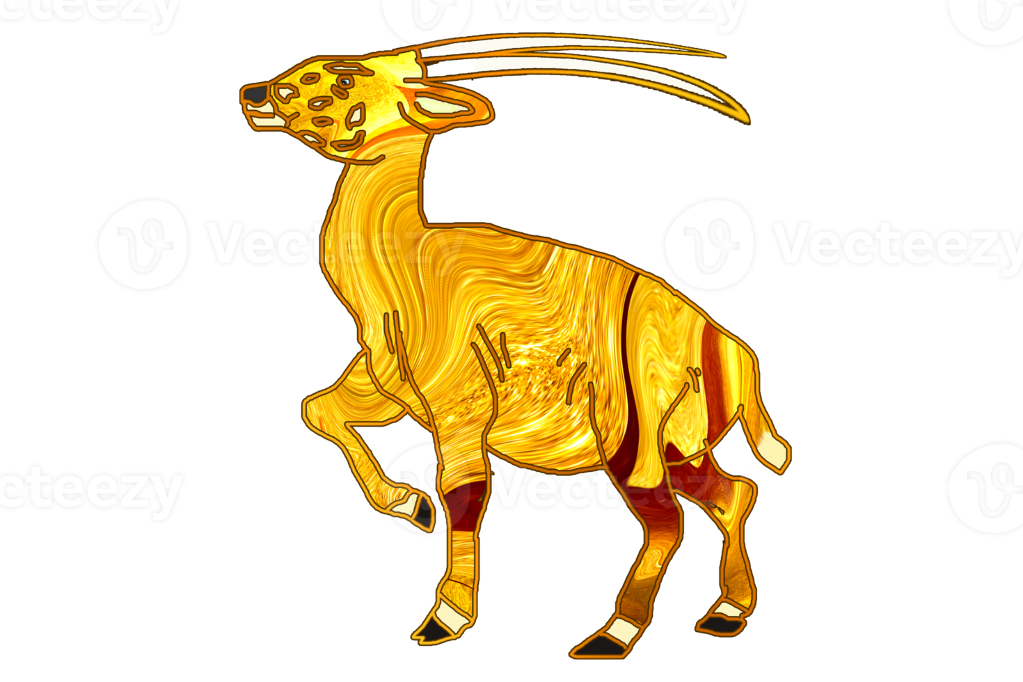 golden color of Saola icon, an endangered Vietnamese animal png